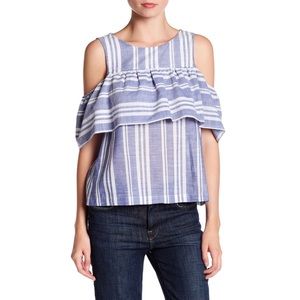 Lush Cold Shoulder Striped Blouse